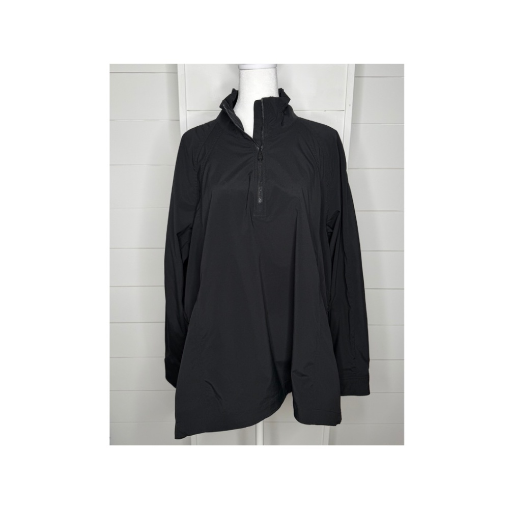 Athleta Advantage Poplin Jacket Ruffle Collar Black Size Large
